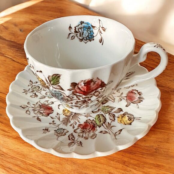 Johnson Brothers Staffordshire Bouquet Multicolor Cup Saucer China Floral Tea - Picture 3 of 7